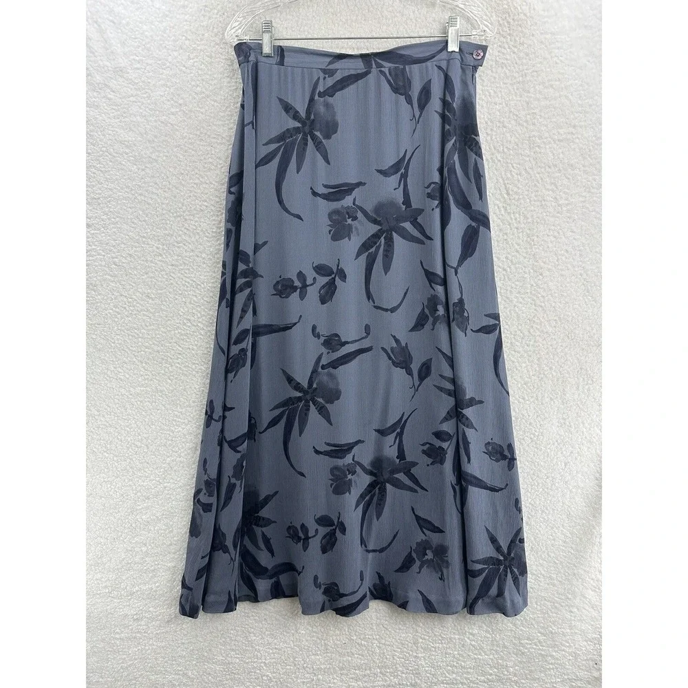 Jones New York Skirt Set Womens 14 Blue Excellent Floral Rayon 2-Piece Midi